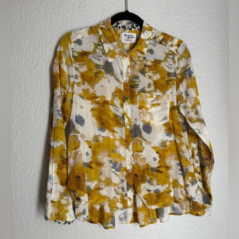 Holding Horses Yellow Arabel Pattern Button Down